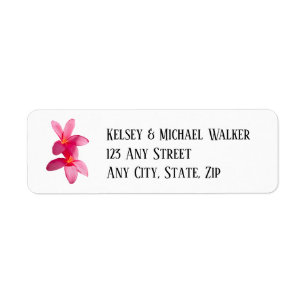 Pink Plumeria Flowers, Tropical, Floral, Return Address Label