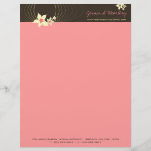 Pink Plumeria Frangipani Flowers Chic Ikebana Zen Personalized Letterhead