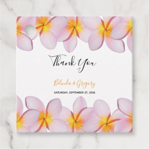 Pink Plumeria Frangipani Wedding Gift Favour Tags