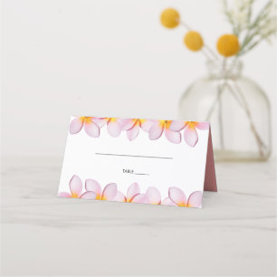 Pink Plumeria Frangipani Wedding Place Card