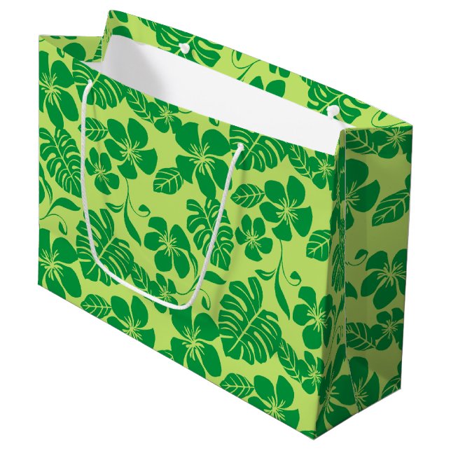 PINK PLUMERIA (GREEN x 2) Large Gift Bag (Front Angled)