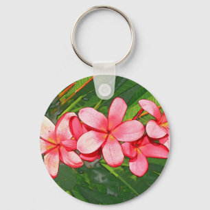 Pink plumeria key ring