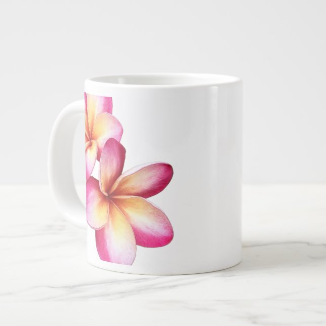 Pink Plumeria  Large Coffee Mug (Front Left)