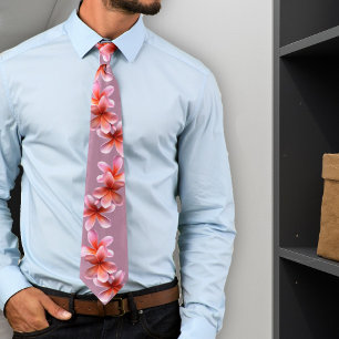Pink Plumeria Mauve Tropical Flowers Tie