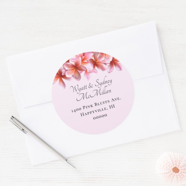 Pink Plumeria Name and Address Envelope Seal (Envelope)
