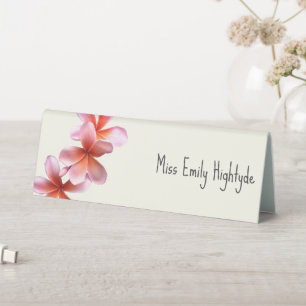 Pink Plumeria Name Template Event Place Setting