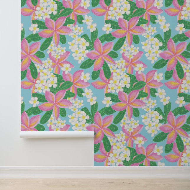 Pink plumeria pattern wallpaper (Application)
