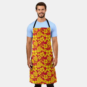 PINK PLUMERIA (RED/GOLD) APRON