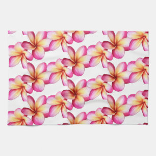 Pink Plumeria Tea Towel