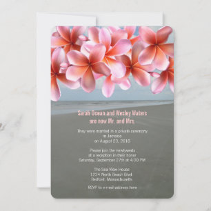 Pink Plumeria Tropical Reception Only Invitation