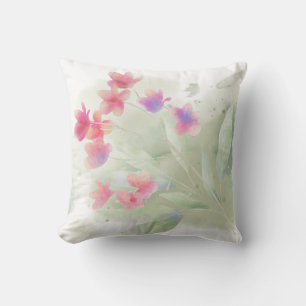 Pink Plumeria Watercolor Cushion