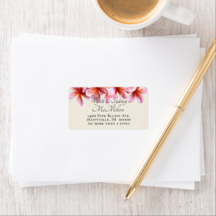 Pink Plumeria Wide Return Address Labels