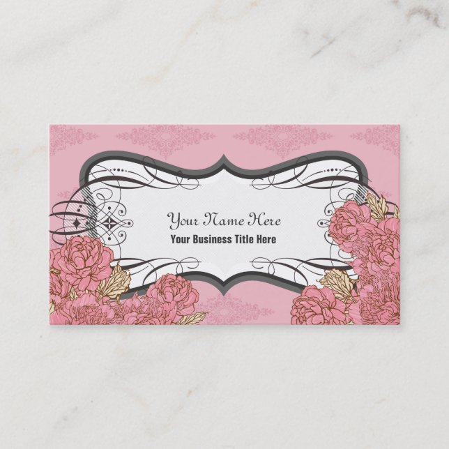Pink Plump Flowers Business Cards (Front)
