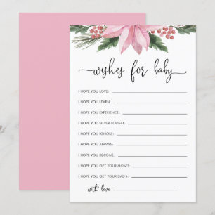 Pink Poinsettia Baby Wishes Winter Baby Shower Invitation
