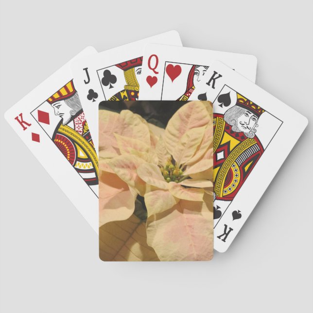 Pink Poinsettia Christmas Playing Cards (Back)