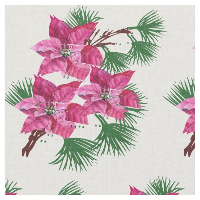 Pink Poinsettia Fabric (Close Up)