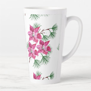 Pink Poinsettia  latte mug