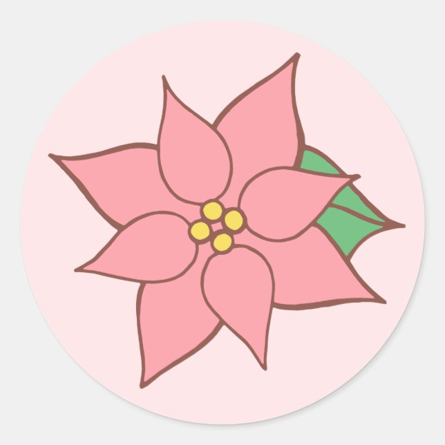 Pink Poinsettia Stickers (Front)