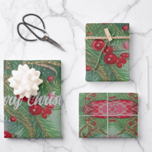 Pink Poinsettia Watercolor Merry Christmas 2022  Wrapping Paper Sheet