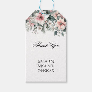 Pink Poinsettia Wedding Stickers Gift Tags