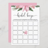 Pink Poinsettia Winter Bridal Shower Bingo Game