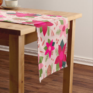 Pink Poinsettias Short Table Runner