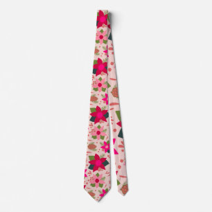 Pink Poinsettias Tie