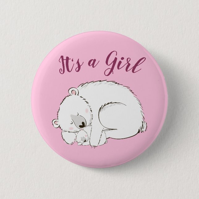 Pink Polar Bear 6 Cm Round Badge (Front)