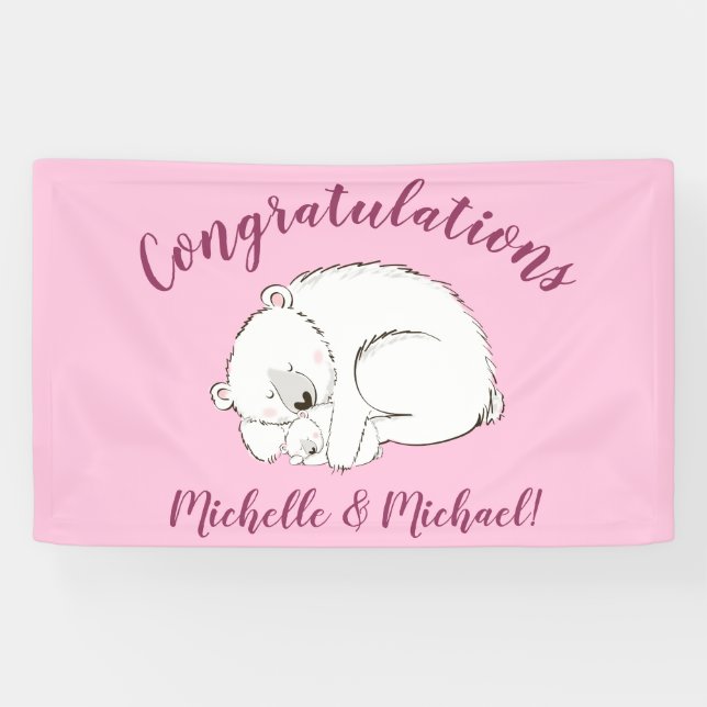 Pink Polar Bear Banner (Horizontal)