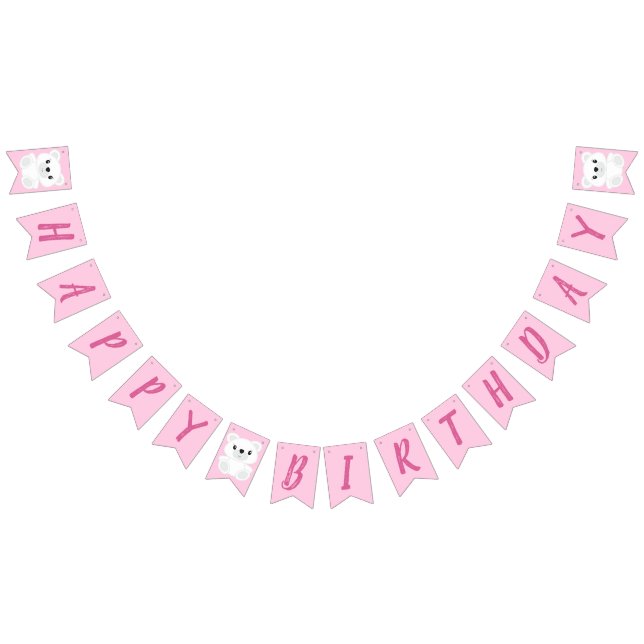 Pink Polar Bear Birthday Party Bunting (All)