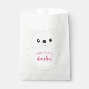 Pink Polar Bear Birthday Party Favour Bag
