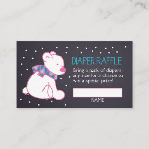 Pink Polar Bear Diaper Raffle Ticket Enclosure Card