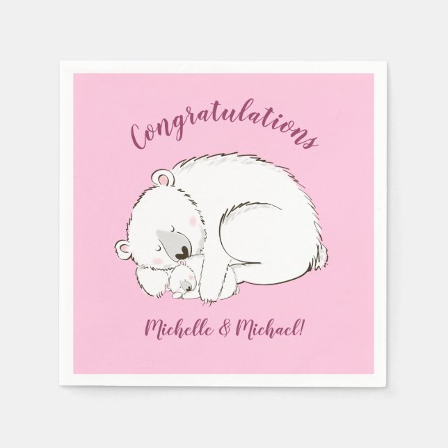 Pink Polar Bear Napkin (Front)