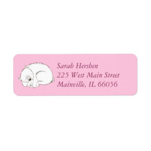 Pink Polar Bear Return Address Label