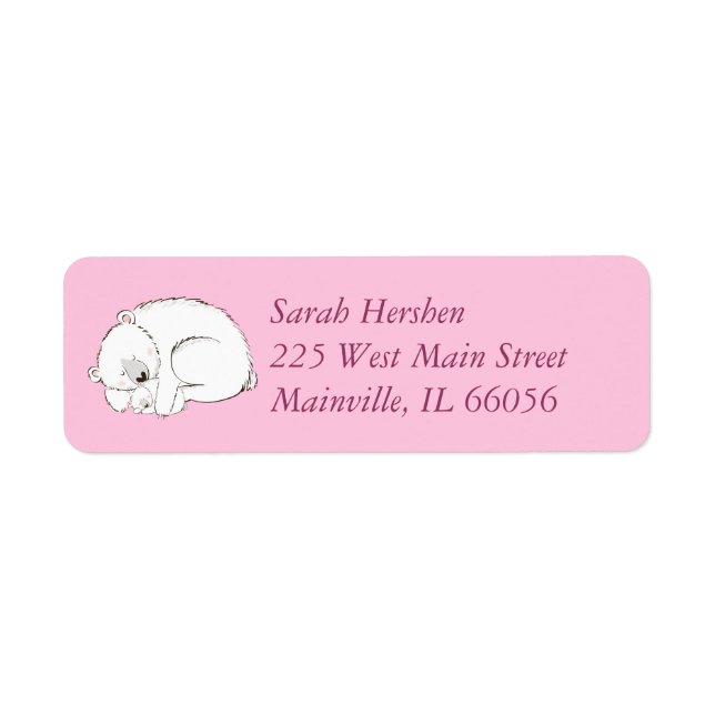 Pink Polar Bear Return Address Label (Front)