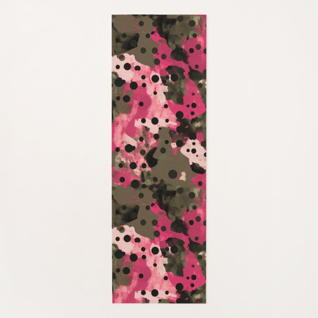 Pink Polcamo Polka Dot and Camouflage Hybrid Yoga Mat (Front)