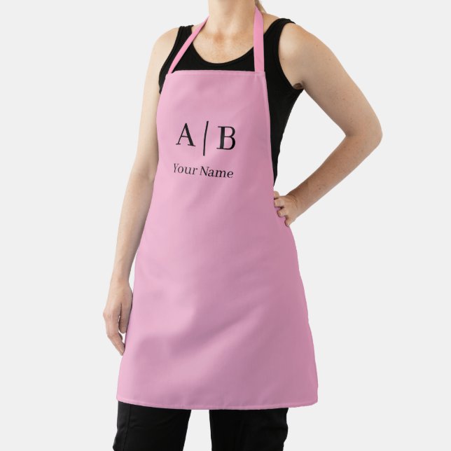 Pink Polish Elegant Modern Minimalist Monogram  Apron (Insitu)