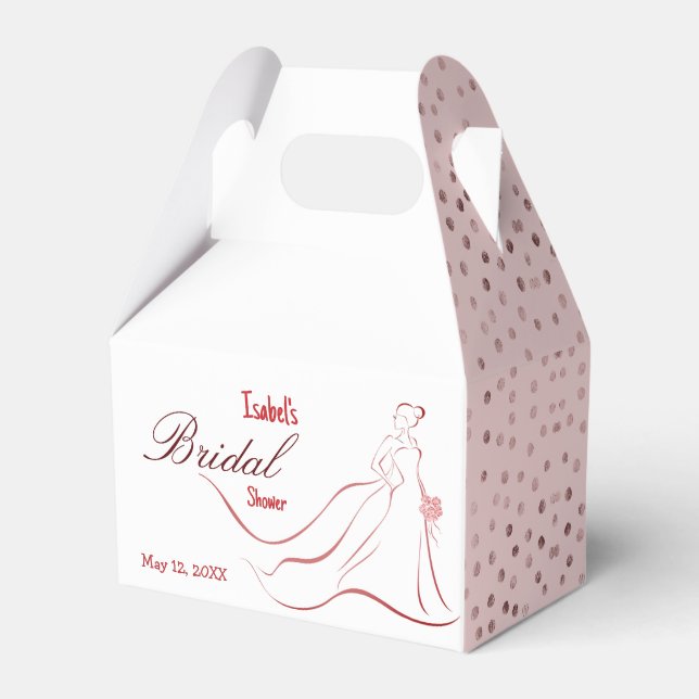 Pink Polka Bridal Shower Favour Box (Front Side)