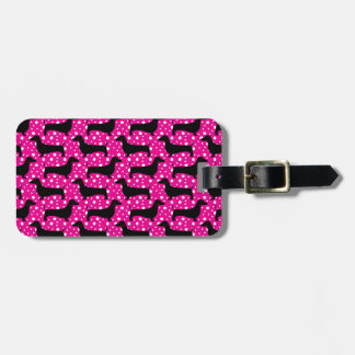 Pink Polka Dachshunds Luggage Tag