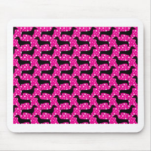 Pink Polka Dachshunds Mouse Pad