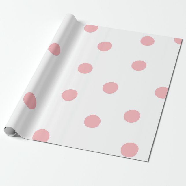 Pink Polka Delight Wrapping Paper (Unrolled)