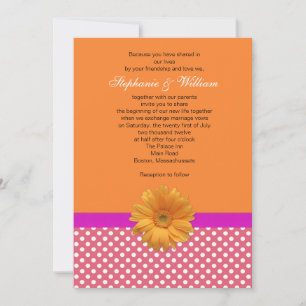 Pink Polka Dot and Coral Wedding Invitation