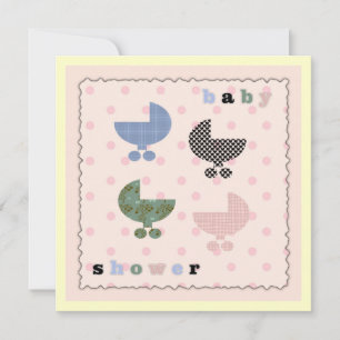 Pink Polka Dot Baby Buggies Baby Shower Invites