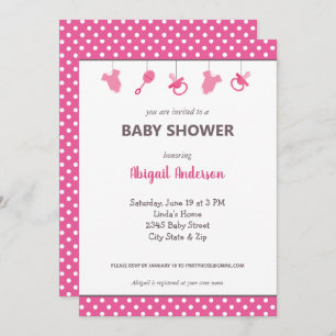 Pink Polka Dot Baby Girl Baby Shower Invitation