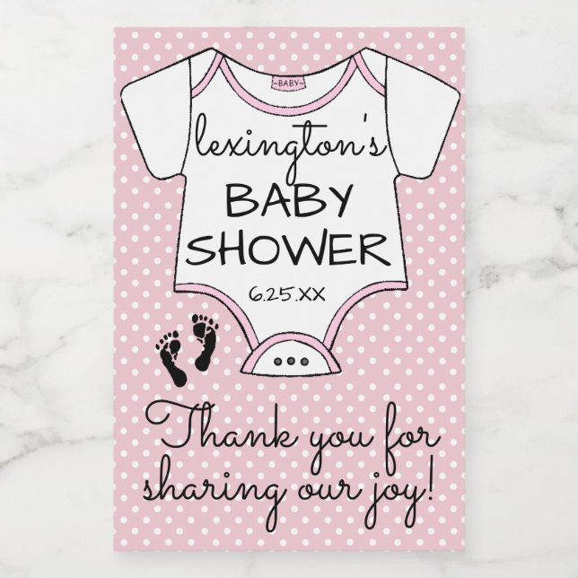 Pink Polka Dot Baby Shower Guest Favour Food Label (Single Label)