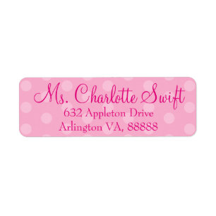 Pink Polka Dot Baby Shower Return Address Label