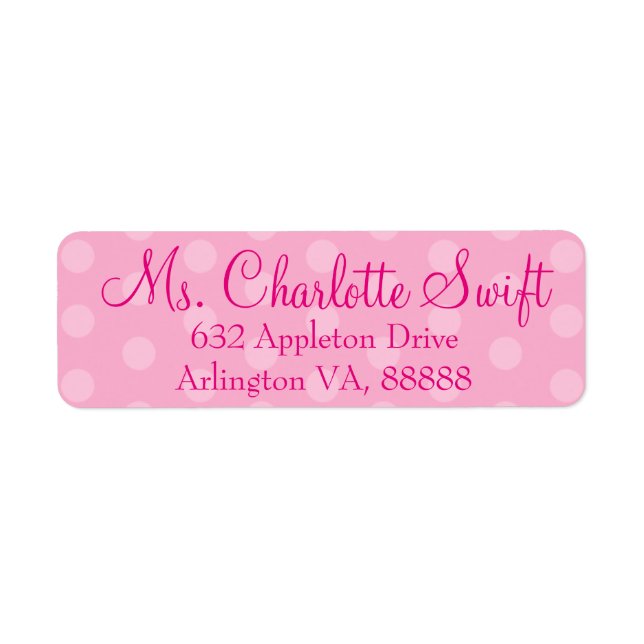 Pink Polka Dot Baby Shower Return Address Label (Front)