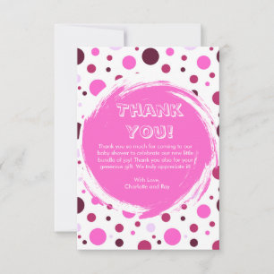 Pink polka dot Baby Shower Thank you card