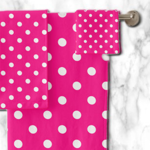 Pink Polka Dot Bath Towel Set