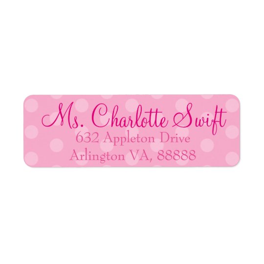 Pink Polka Dot Birthday Return Address Return Address Label